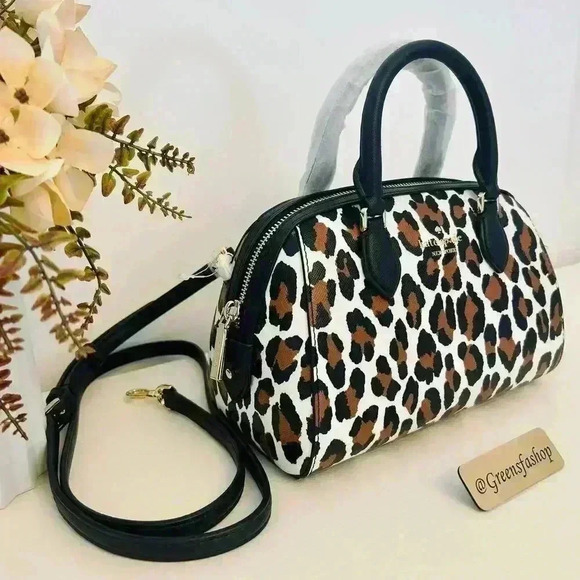 Kate Spade Purse Madison Spotted Leopard Duffle Crossbody Bag - Picture 4 of 11